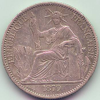 Французская Кохинхина 50 центов 1879 серебро монета, аверс