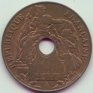Французский Индокитай 1 цент 1918 монета, аверс