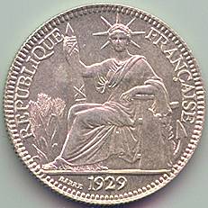 Французский Индокитай 10 центов 1929 серебро монета, аверс