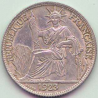 Французский Индокитай 20 центов 1923 серебро монета, аверс