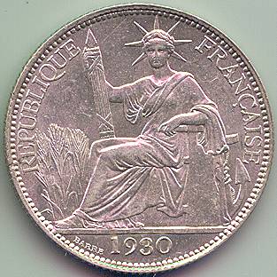Французский Индокитай 20 центов 1930 серебро монета, аверс
