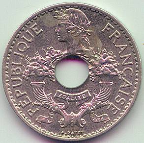 Французский Индокитай 5 центов 1923 монета, аверс