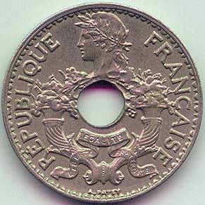 Французский Индокитай 5 центов 1924 монета, аверс