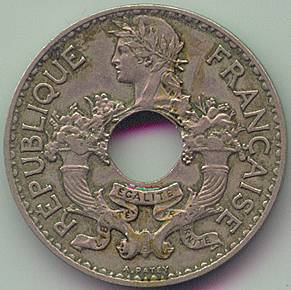 Французский Индокитай 5 центов 1938 монета, аверс