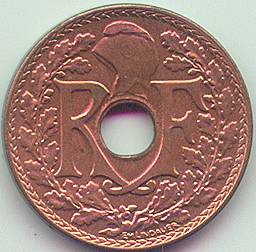 Французский Индокитай 1/2 цента 1939 монета, аверс