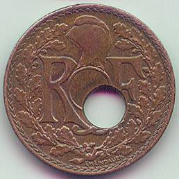 Французский Индокитай 1/2 цента 1939 монета ошибка, аверс