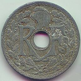Французский Индокитай 1/2 цента 1939 цинк монета, аверс