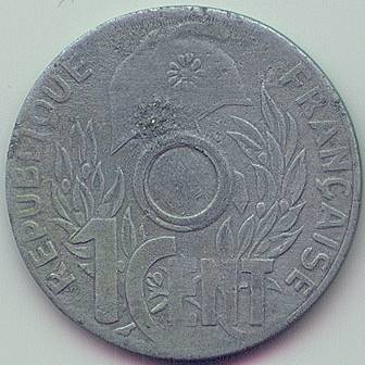 Французский Индокитай 1 cent 1941 ошибка монета, аверс