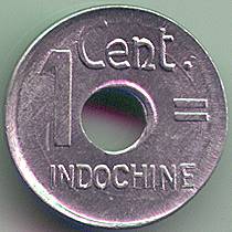 Французский Индокитай 1 Цент 1943 монета, аверс