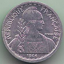 Французский Индокитай 5 центов 1946 монета, аверс