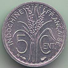Французский Индокитай 5 центов 1946 монета, реверс