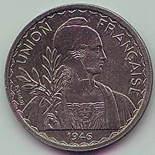 Французский Союз 1 пиастр 1946 монета, аверс