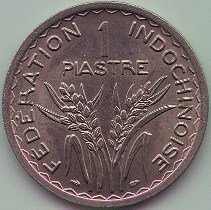 Французский Союз 1 пиастр 1947 монета, реверс