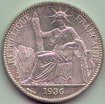 Французский Индокитай 50 центов 1936 серебро монета, аверс
