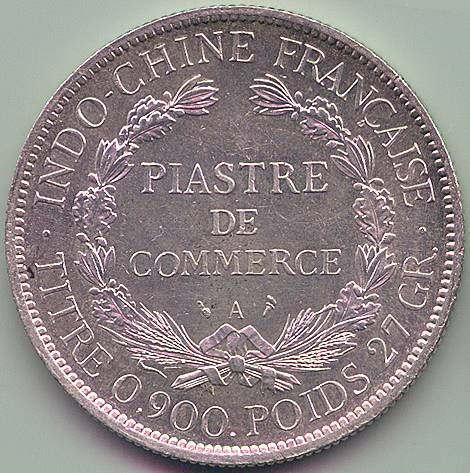 Французский Индокитай Пиастр de Commerce 1897 серебро монета, реверс