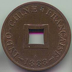 Французский Индокитай 1/500 Piastre Сапек 1888 монета, аверс