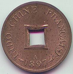 Французский Индокитай 1/500 Piastre Сапек 1897 монета, аверс
