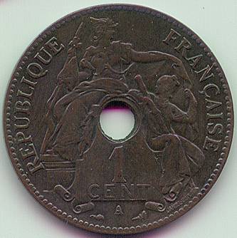 Французский Индокитай 1 цент 1898 монета, аверс