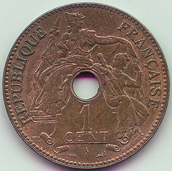 Французский Индокитай 1 цент 1900 монета, аверс