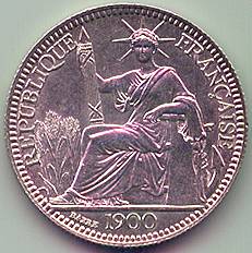 Французский Индокитай 10 центов 1900 серебро монета, аверс
