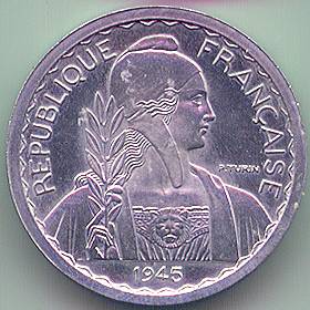 Французский Индокитай 10 центов 1945 essai/piefort монета, аверс