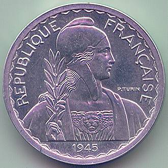 Французский Индокитай 20 центов 1945 essai/piefort монета, аверс